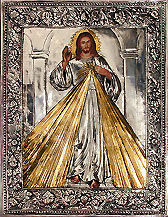 #A75 Jesus, the Divine Mercy - Face, Hair, Hands & Feet are Painted; Rest of Body is Metallic